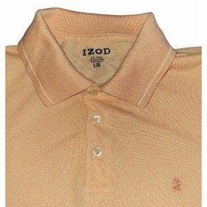 IZOD Men's Large Golf Polo Shirt Peachy Orange 3 Button Short Sleeve